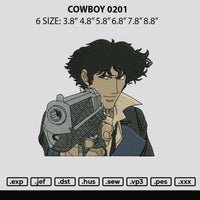Cowboy0201 Embroidery File 6 sizes