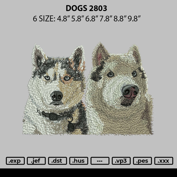Dogs 2803 Embroidery File 6 sizes