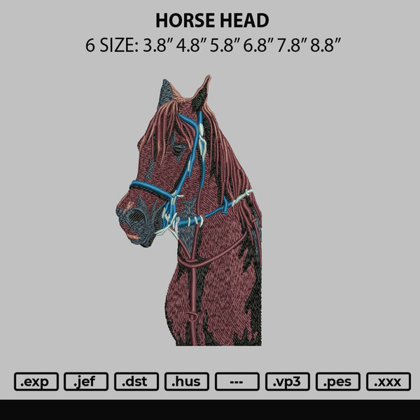 Horse Head Embroidery File 6 sizes