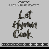 Cooktext Embroidery File 6 Sizes