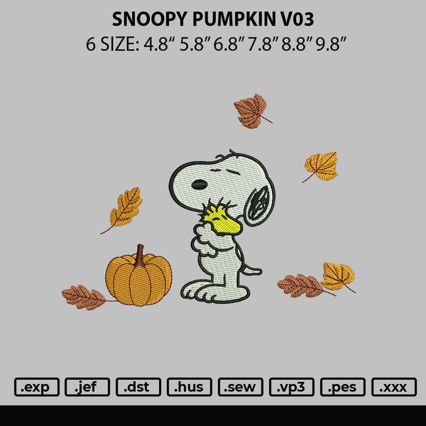 Snoopy Pumpkin Embroidery File 6 sizes