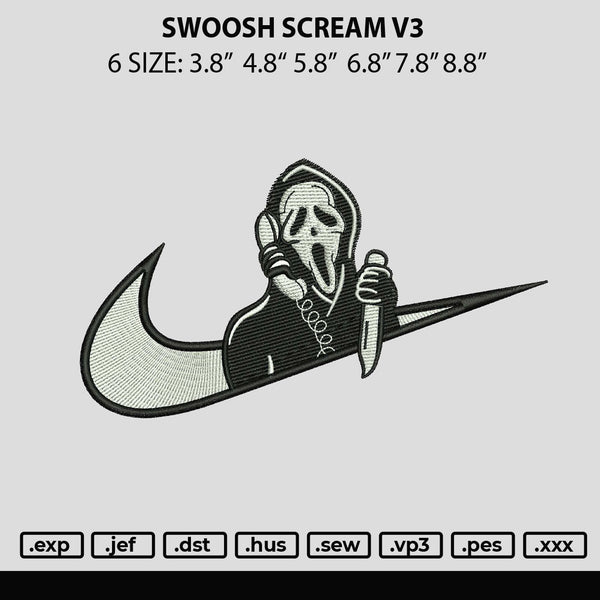 Swoosh Scream Embroidery File 6 sizes