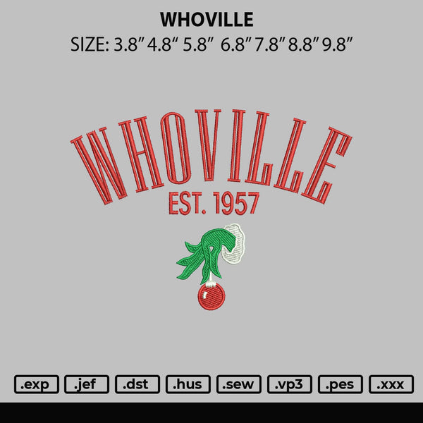Who Ville Embroidery File 4 size