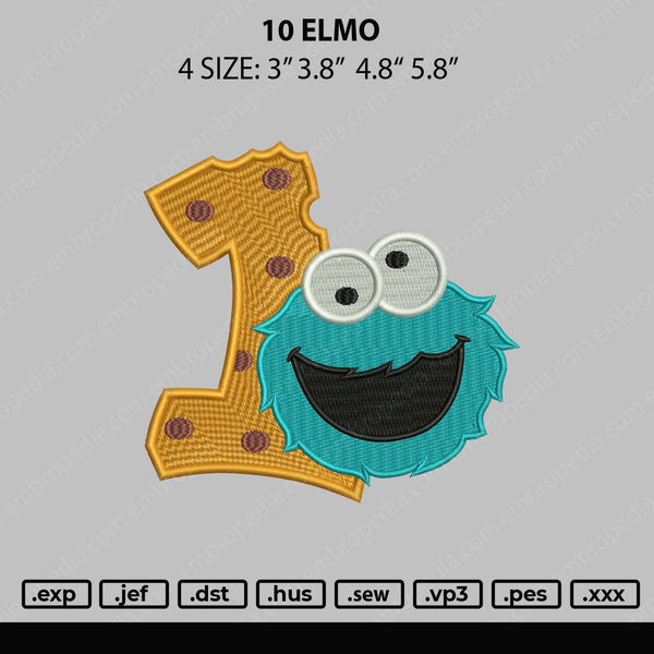 10 Elmo Embroidery File 4 size