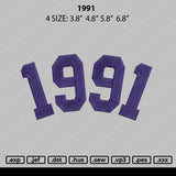 1991 Embroidery File 4 size