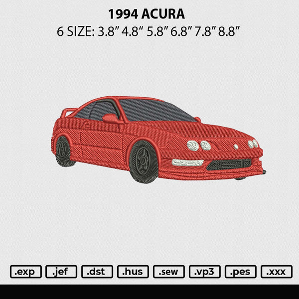 1994 Acura Embroidery File 6 sizes
