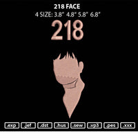 218 Face Embroidery File 4 size