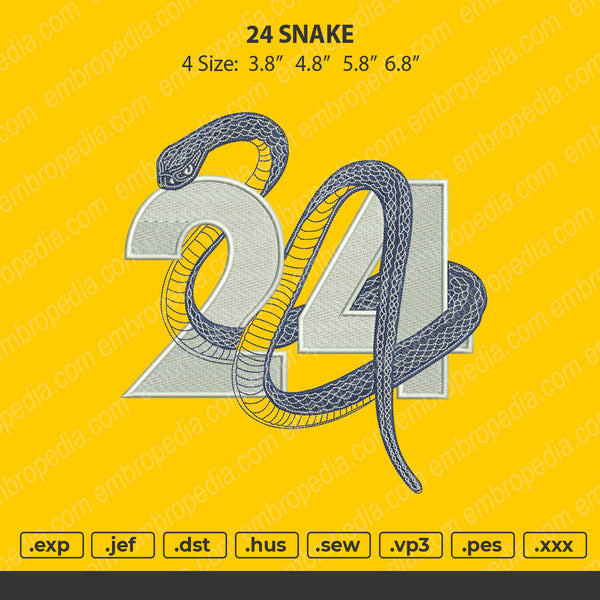 24 Snake Embroidery File 4 size