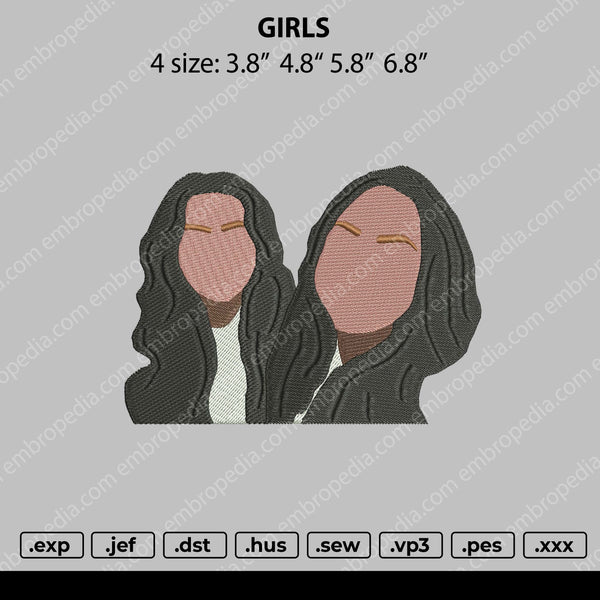2Girls Embroidery File 4 size
