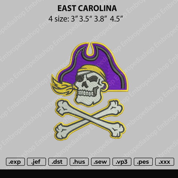 East Carolina Embroidery File 4 size