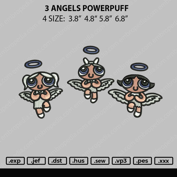 3 Angels PowerPuff Embroidery File 4 size