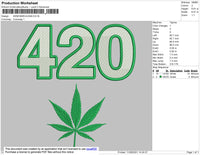 420 Marijuana Embroidery File 4 size