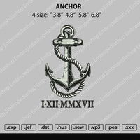Anchor Embroidery File 4 size