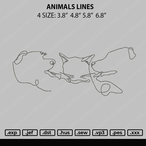 Animals Lines Embroidery File 4 size
