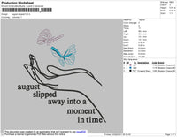 August Slipped Text Embroidery File 4 size