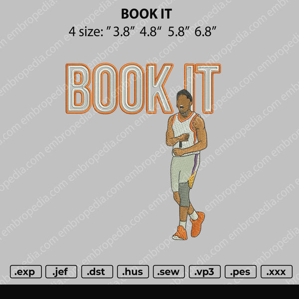 Book It Embroidery File 4 size