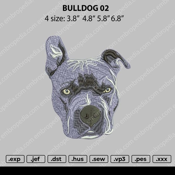 Bulldog 02 Embroidery File 4 size