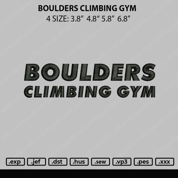 Boulders Climbing Gym Embroidery File 4 size