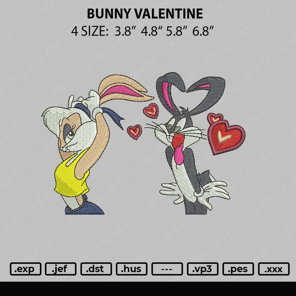 Bunny Valentine Embroidery File 4 size