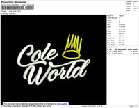 Cole World Embroidery File 4 size