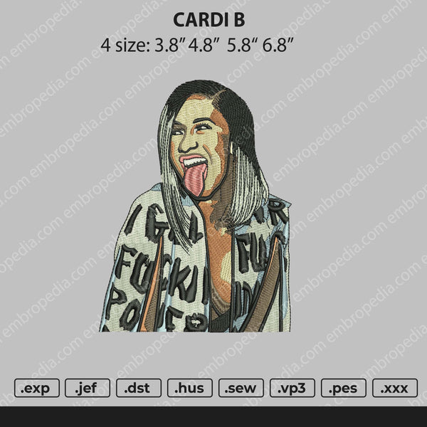 Cardi B Embroidery File 4 size