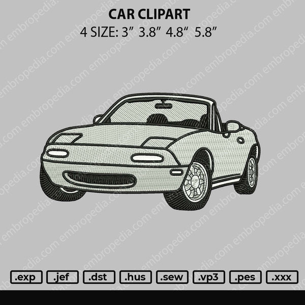 Car Clipart Embroidery File 4 size
