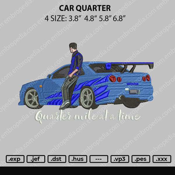 Car Quarter Embroidery File 4 size