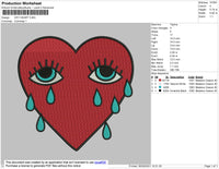 Cry Heart Embroidery File 4 size