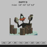 Black Duck Duffy Embroidery File 4 size