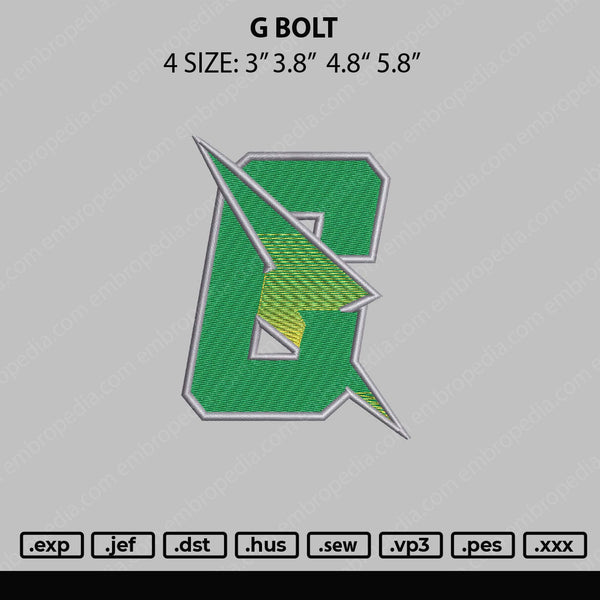 G Bolt Embroidery File 4 size