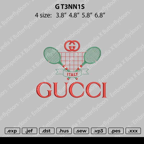 Gucc1 Tennis Embroidery File 4 size