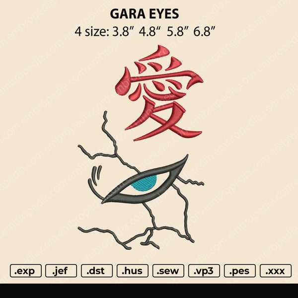 Gaara Eyes Embroidery File 4 Size