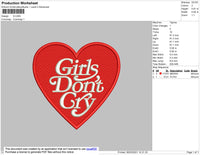 G Dont Cry Text Embroidery File 4 size