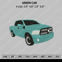 Green Car Embroidery File 4 size
