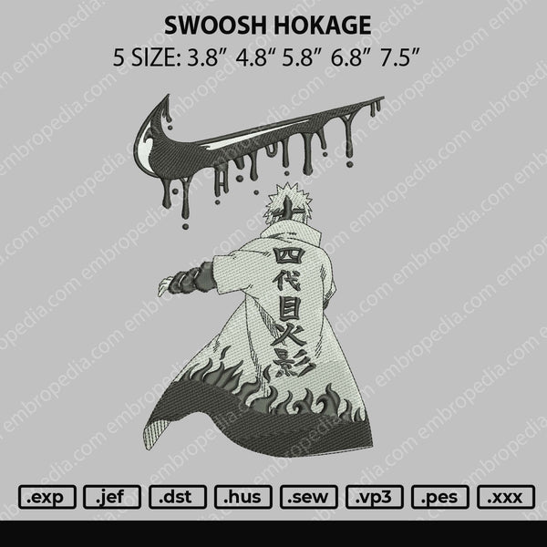 Hokage Swoosh Embroidery File 5 size