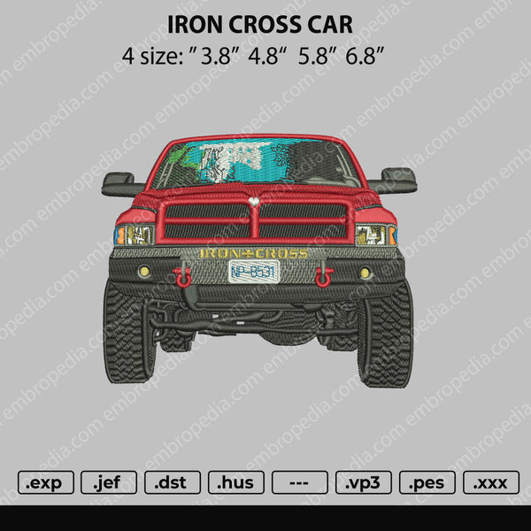 Iron Cross Car Embroidery File 4 size