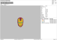 Iron Man Face Embroidery File 4 size
