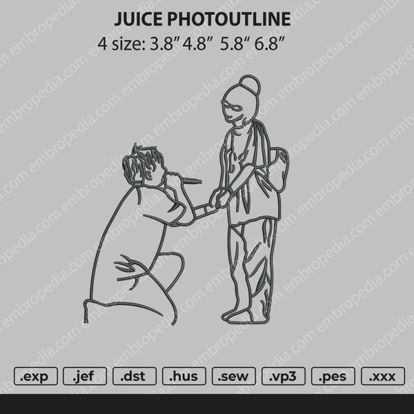 Juice Phototline Embroidery File 4 size