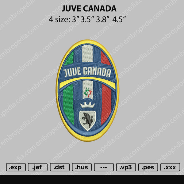 Juve Canada Embroidery File 4 size
