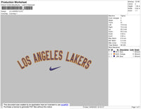 LA Lakers Swoosh Embroidery File 4 size