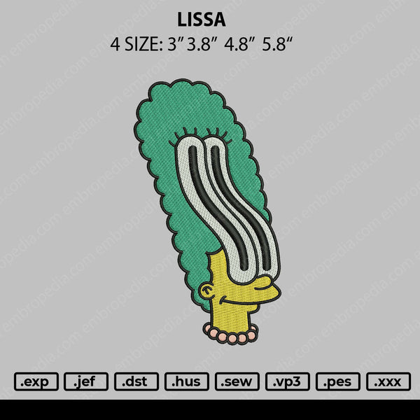 Lissa Embroidery File 4 size