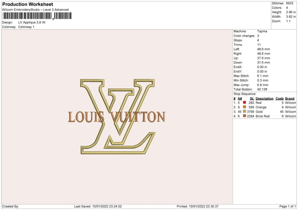 Louis Vuitton round logo embroidery design