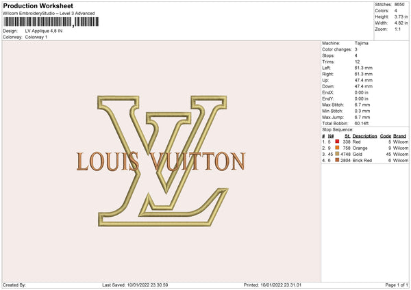 Machine Embroidery Design Louis Vuitton