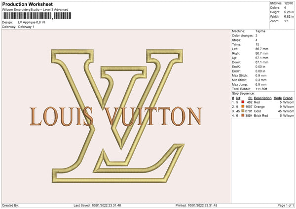 LV Love Embroidery Design  Louis Vuitton Logo Embroidery Patterns