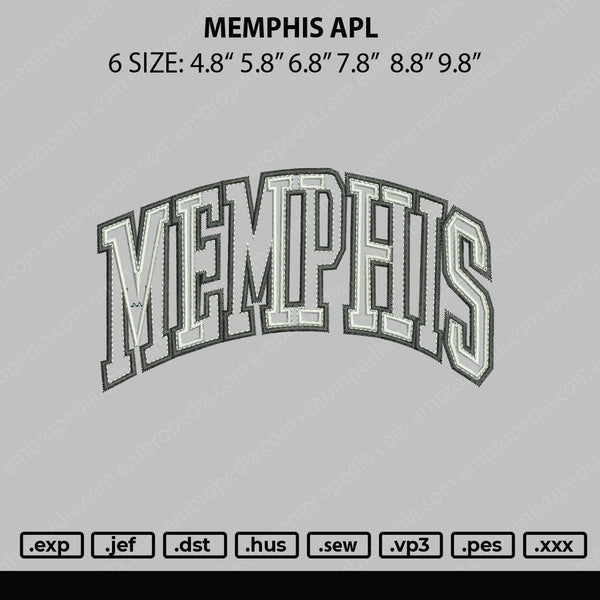 Memphis Apl Embroidery File 6 sizes
