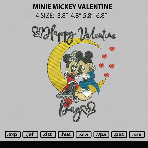 Minnie Mickey Valentine Embroidery File 4 size