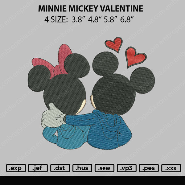 Minnie Mickey Valentine V2 Embroidery File 4 size