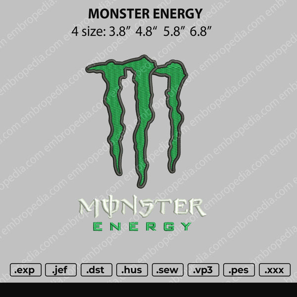 Monster Green Embroidery File 4 size
