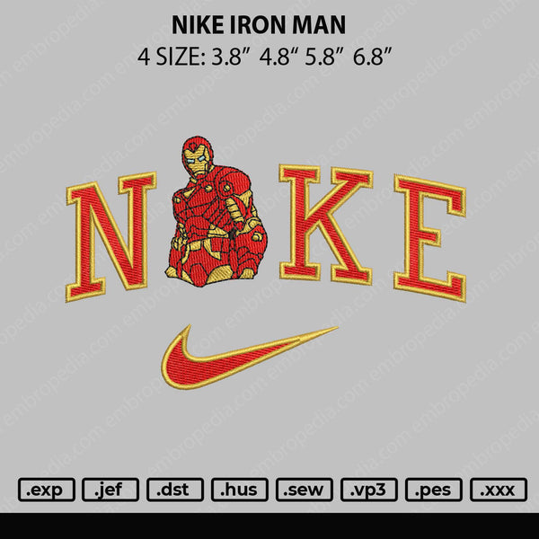 Nike Iron Man Embroidery File 4 size