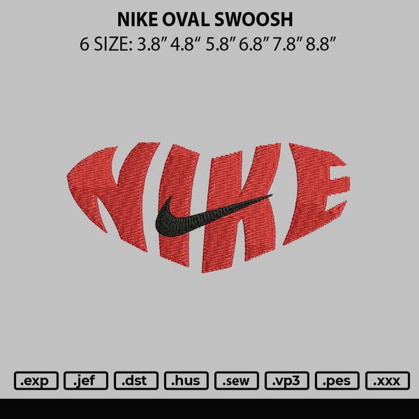 Nike Oval Swoosh Embroidery File 6 sizes